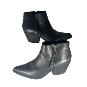 Artisan Zigi Vellan‎ Ankle Boots 9M Black Leather Pointed Toe Block Heel Bootie